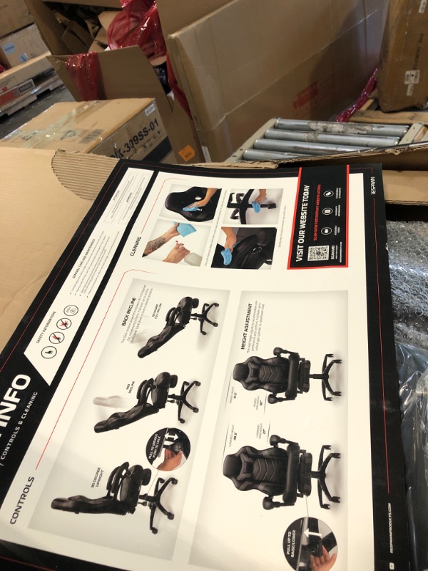 Photo 1 of ** used / missing parts/ untested***
RESPAWN 110 Pro Ergonomic Gaming Chair with Footrest for Adults - Comfortable Office Gaming Recliner with Lumbar Support and Headrest, Racing Style Video Game Chairs for Computer Gamer - Black