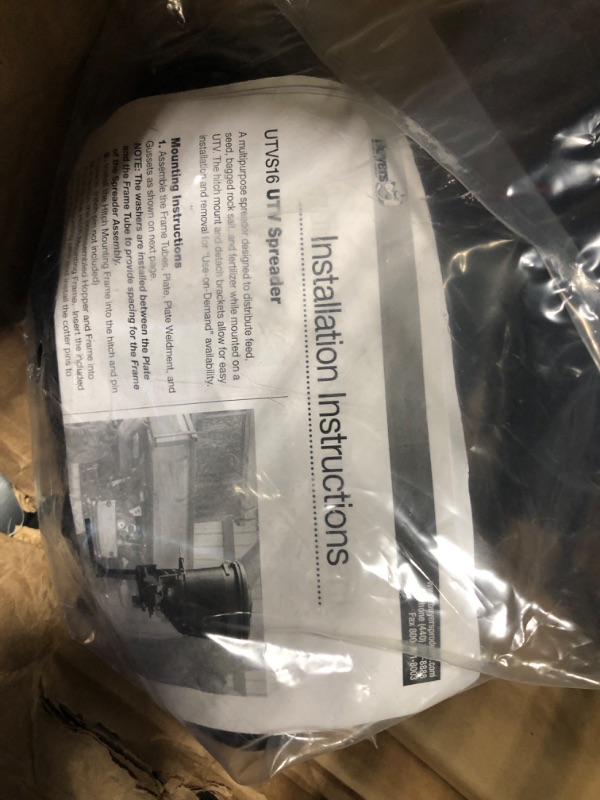Photo 1 of ** USED/ UNTESTED *** Buyers Products UTVS16 UTV Broadcast Spreader For Salt, Grass Seed, Fertilizer, Deer Feeder Seed and More, 150 lb. Capacity with Lid, UTV All Season Spreader