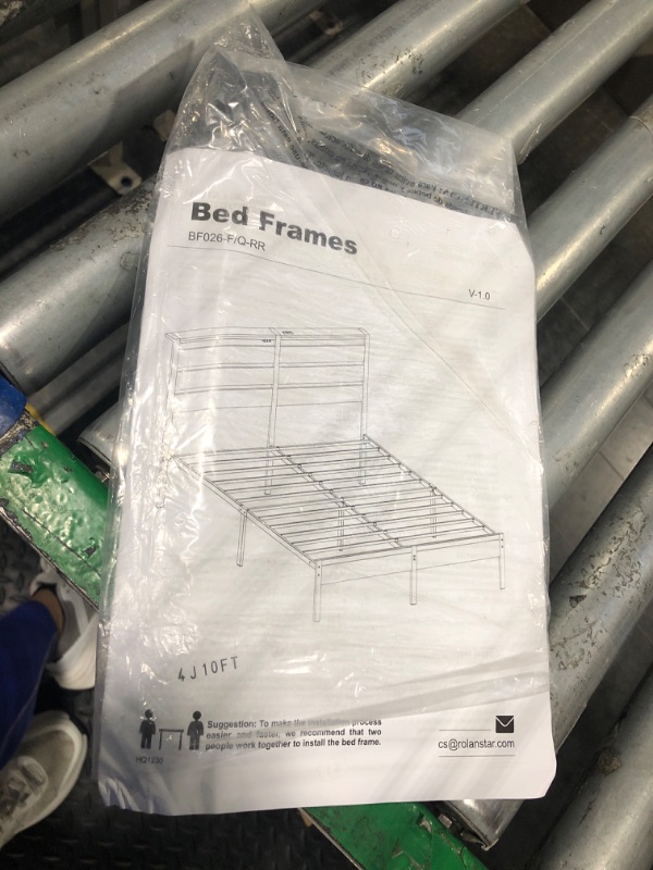 Photo 1 of ** NEW**** Rolanstar Bed Frame Full Size with USB Charging Station, LED Bed Frame with Wood Storage Headboard, Black Metal Platform Bed with Under Bed Storage, No Box Spring Needed, Noise Free