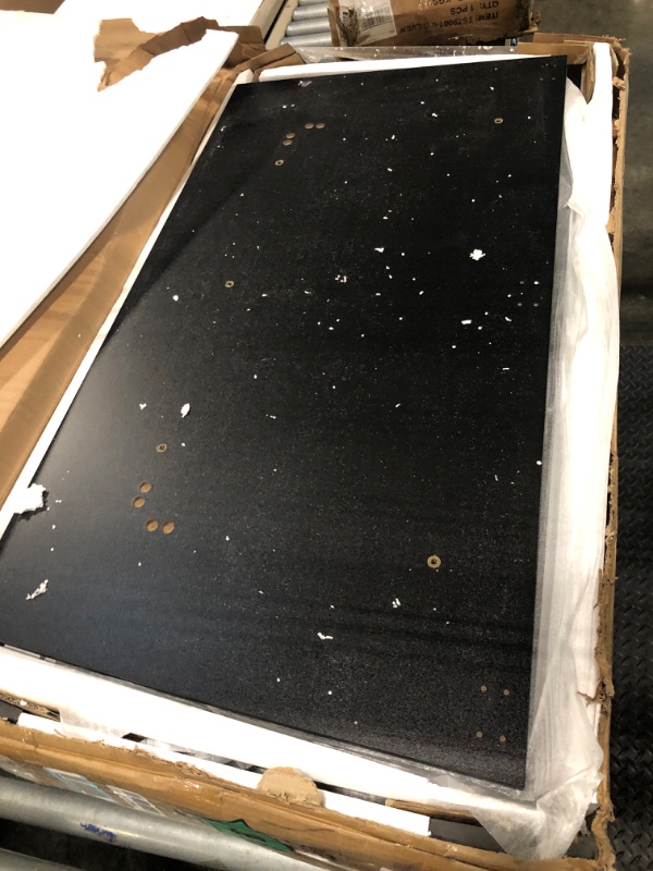 Photo 1 of ** USED/ UNTESTED / MISSING PARTS ** Tribesigns 8FT Conference Table, 94.48L x 47.24W x 29.52H Inches Boat Shaped Meeting Table with Rectangle Grommet, Modern Seminar Boardroom Table for Office Conference Room (8ft, Walnut & Black)