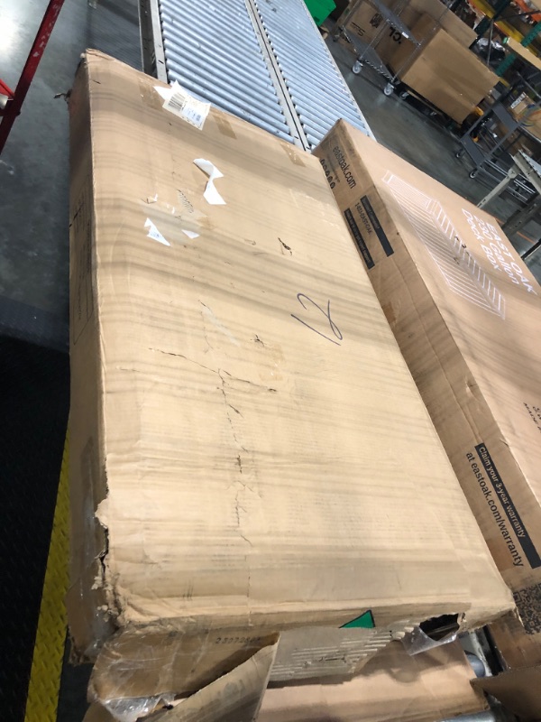 Photo 1 of ** USED/ UNTESTED / MISSING PARTS ** Tribesigns 8FT Conference Table, 94.48L x 47.24W x 29.52H Inches Boat Shaped Meeting Table with Rectangle Grommet, Modern Seminar Boardroom Table for Office Conference Room (8ft, Walnut & Black)