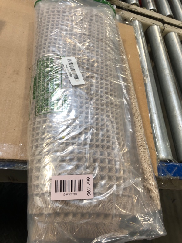 Photo 1 of **1 PC**MIULEE Set of 2 Waffle Bathroom Rugs, Boho Bath Rug Super Absorbent, Non Slip Washable Ultra Soft Rubber Backed Shower Bath Mats for Floor, Tub, Shower, Bordered Design, Brown, 18x30 Inch