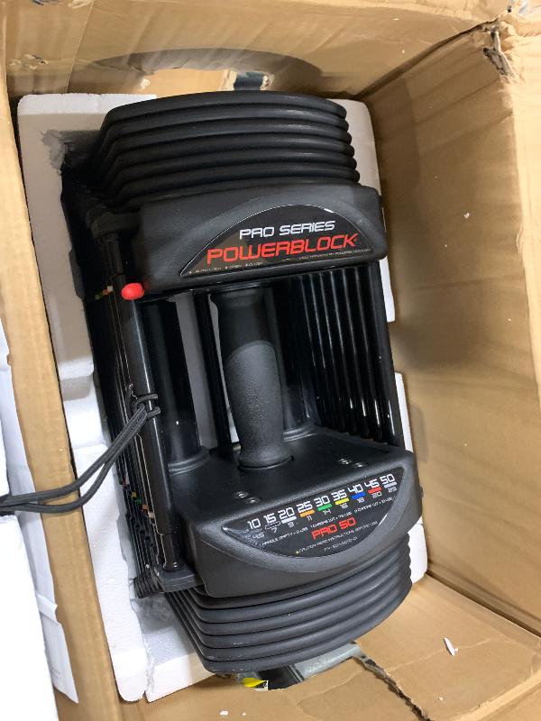 Photo 1 of **ONE **PowerBlock Pro 50 Adjustable Dumbbell, , 5-50 lb. Dumbbell, Durable Steel Build, Innovative Workout Equipment, All-in-One Dumbbell