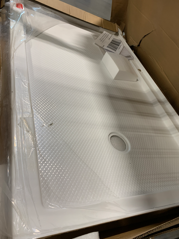 Photo 1 of ***MINOR DAMAGE*** DreamLine SlimLine 36 in. D x 60 in. W x 2 3/4 in. H Right Drain Single Threshold Shower Base in White, DLT-1136602