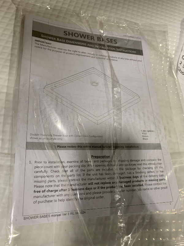 Photo 1 of ***MINOR DAMAGE*** DreamLine SlimLine 36 in. D x 60 in. W x 2 3/4 in. H Right Drain Single Threshold Shower Base in White, DLT-1136602