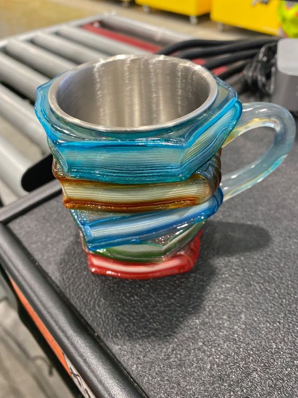 Photo 1 of *Minor Damaged*
Painted Book Mug, Novelty 3d Painted Books Coffee Mug, Unique Colorful Resin Books Stack Coffee Cup, Collection Gifts For Readers Librarians Literature Lovers (#A)