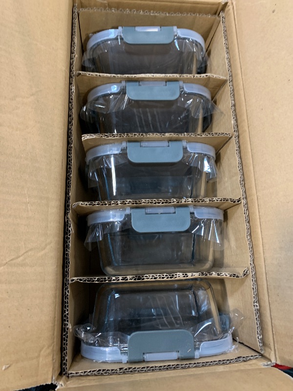 Photo 1 of [5-Pack,36 Oz]Glass Meal Prep Containers 2 Compartments Portion Control with Upgraded Snap Locking Lids Glass Food Storage Containers, Microwave, Oven, Freezer and Dishwasher (4.5 Cups)