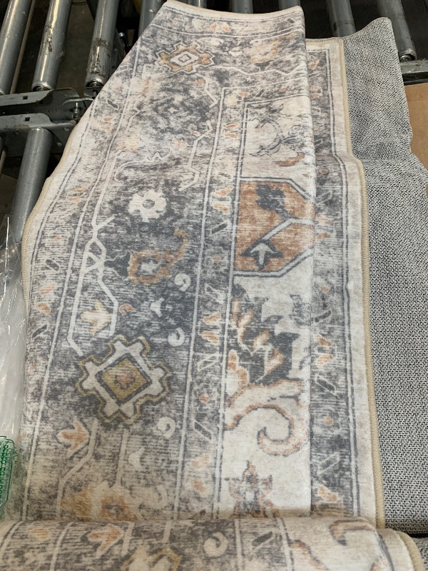 Photo 1 of ** SIMILAR IMAGE UNKNOWN SIZE OR BRAND***5x7 Area Rugs for Living Room,Stain Resistant Washable Rug,Non-Slip Backing Rugs for Bedroom,Kitchen,Printed Vintage Home Decor Rug (Turmeric/Grey, 5'x7')