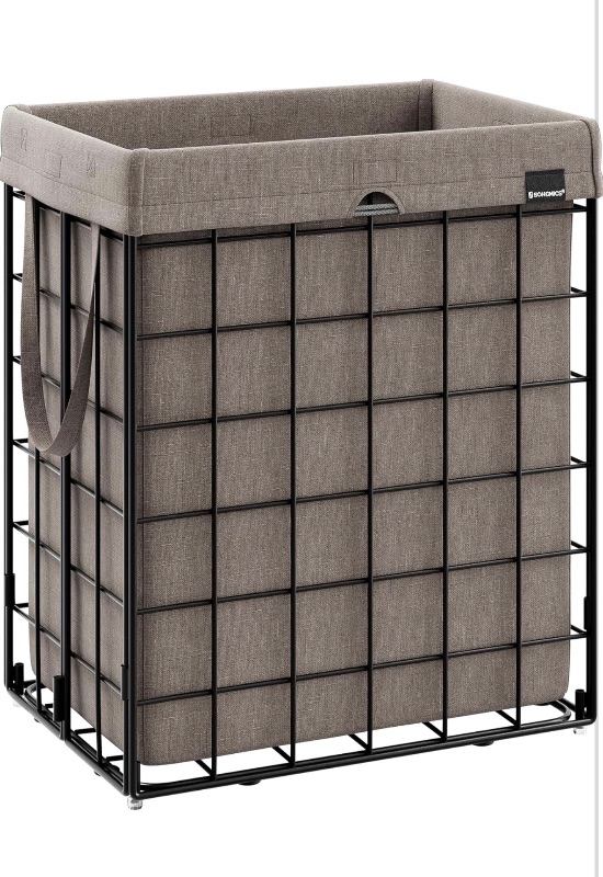 Photo 1 of ** SIMILAR IMAGE***SONGMICS Laundry Hamper, 23.8 Gal. (90L) Laundry Basket, Collapsible Clothes Hamper, Removable and Washable Liner, Metal Wire Frame, for Bedroom Bathroom, Black and Camel Brown ULCB190N01