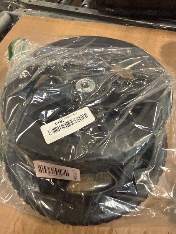 Photo 1 of (2-Pack) AR-PRO 10" x 2.5" Flat Free Solid Rubber Tires and Wheel - 10 inch Solid Wheels with 5/8" Axles and 2.25 Offset Hub - Replacement Wheels for Hand Trucks Dolly and Wheelbarrows