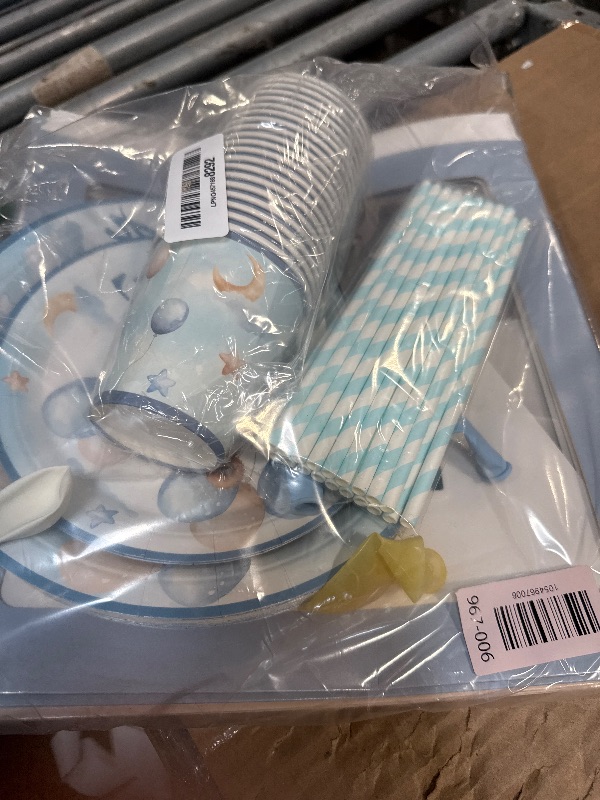 Photo 1 of ***missing parts*** 232 Pcs Beary First Birthday Decorations, Teddy Bear One Year Old Birthday Balloon Garland, Banners, Baby First Teddy Bear Backdrop, Plates and Napkin Set 2 Pcs Bear Tablecloth Blue Brown and White