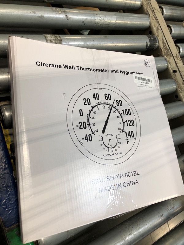 Photo 1 of ** CRACK ON FACE COVER ** Circrane 13.25 Inch Round Thermometer with Hygrometer, Large Indoor Wall Patio Bimetal Weather Thermometer, No Battery Required, Black
