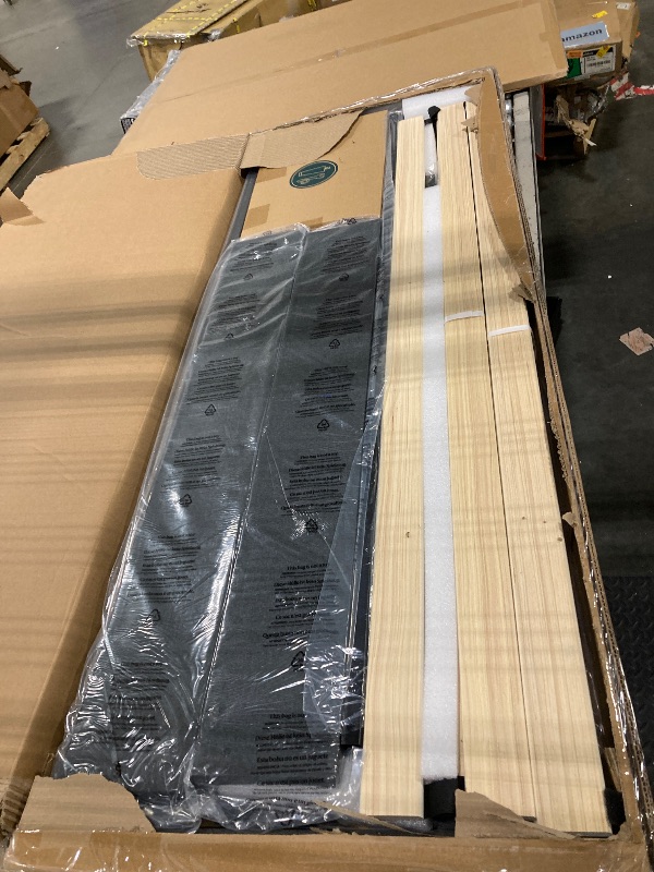 Photo 1 of *** NEW*** ZINUS Full Piper Upholstered Platform Bed with Horizontal Paneled Headboard, Wooden Slat Support, No Box Spring Needed, Easy Assembly, Eco Friendly Packaging, Dark Grey