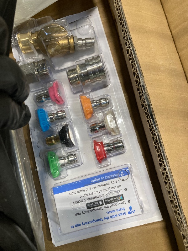 Photo 1 of *** USED*** JANZ 24 FT Pressure Washer Telescoping Wand with Power Washer Extension Wands, Brush Head, Gutter Cleaner, 7 Spray Nozzle Tips, 2 Hose Adapters and Support Belt TW-004