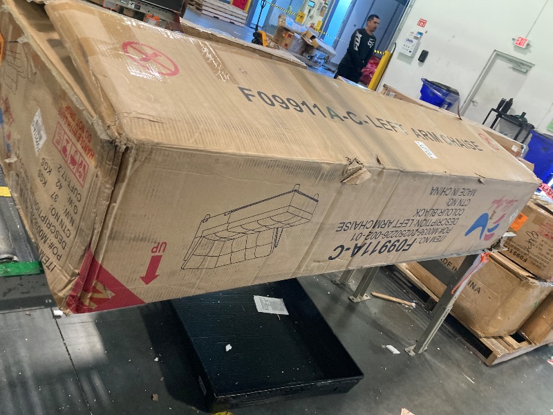 Photo 1 of ** USED/ MISSING PARTS/ UNTESTED*** GlasFlength Modern Living Room Furniture Sets with Cup Holder, Modular Sectional Couches with Chaise Lounge, 4-Seaters L Shape Sofa with Storage Ottoman, for Living Room, Apartment, Black Grey