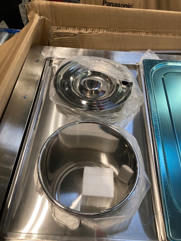 Photo 1 of ** USED***VEVOR Commercial Food Warmer, 5 Pans + 2 Pots Electric Steam Table, 1800W Professional Buffet Catering Food Warmer with Shield Undershelf Wheels, Stainless Steel Server for Party Restaurant Hotel