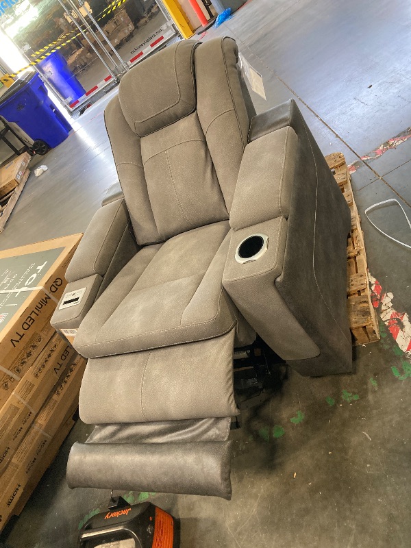 Photo 1 of ** used***Signature Design by Ashley Next-Gen DuraPella Modern Faux Leather Power Recliner with Adjustable Headrest, Gray
