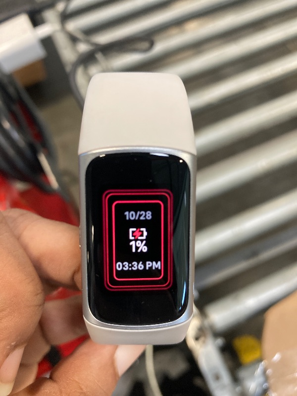 Photo 1 of **** S/N 4275442F4101 **** Fitbit Charge 6 Fitness Tracker with Google apps, Heart Rate on Exercise Equipment, 6-Months Premium Membership Included, GPS, Health Tools and More, Porcelain/Silver, One Size (S & L Bands Included)