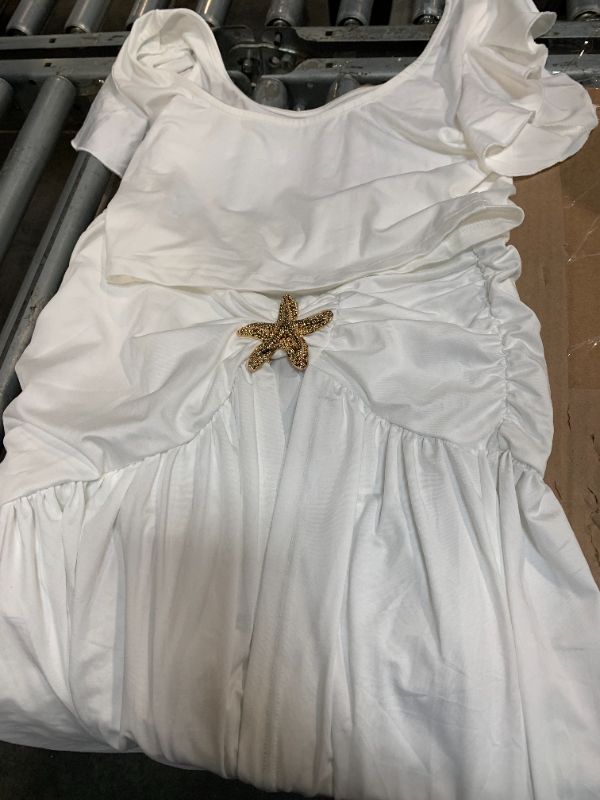 Photo 1 of ** SIMILAR IMAGE**Vakkest Womens Summer Sexy 2 Pieces Outfits Ruffle Floral Tank Top Wrap Boho Tropical Long Skirt Set Clubwear Dresses Solid White SIZE M