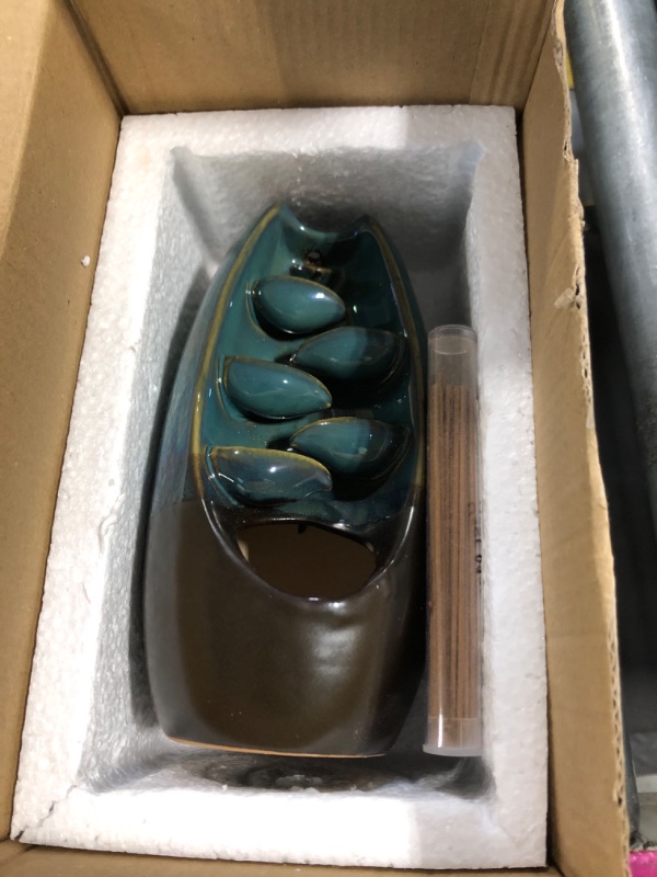 Photo 1 of ** NO TWEEZERS**
SPACEKEEPER Ceramic Backflow Incense Holder Waterfall Incense Burner, Aromatherapy Ornament Home Decor with 120 Backflow Incense Cones + 30 Incense Stick , Blue Set