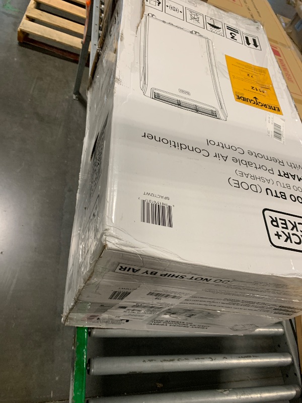 Photo 1 of ***MISSING PIECES*** ***READ CLERK NOTE*** BLACK+DECKER Portable Air Conditioner, 12,000 BTU (8,000 BTU SACC) for Rooms up to 550 Sq. Ft., Portable AC with Follow Me Remote Control and Window Kit, BPACT12WT, White