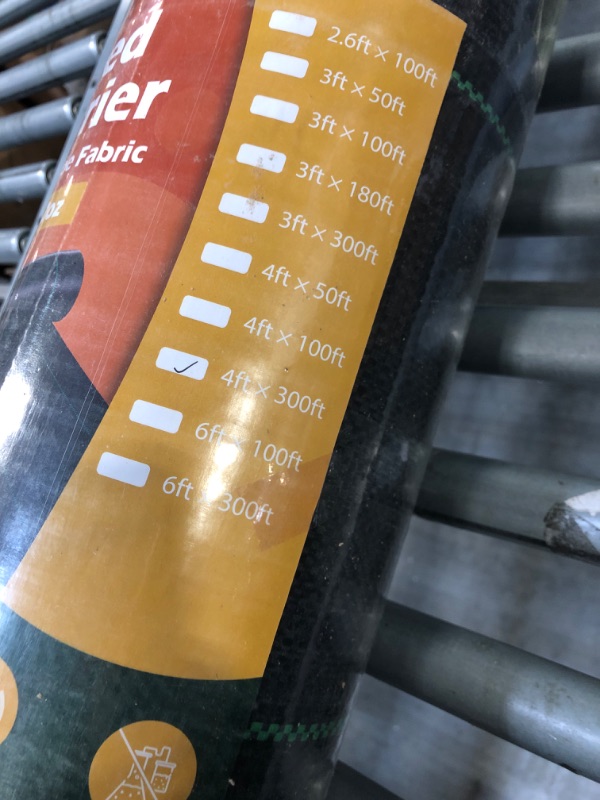 Photo 1 of ***SIMILAR PRODUCT*** FACTORY SEALED*** VEVOR Weed Fabric Barrier Heavy Duty, 4x300FT 5.8oz Weed Blocker Fabric, Woven Landscape Fabric, Garden Fabric Weed Barrier, Weed Control Fabric Ground Cover, Geotextile Fabric, Gardening Mat, Black