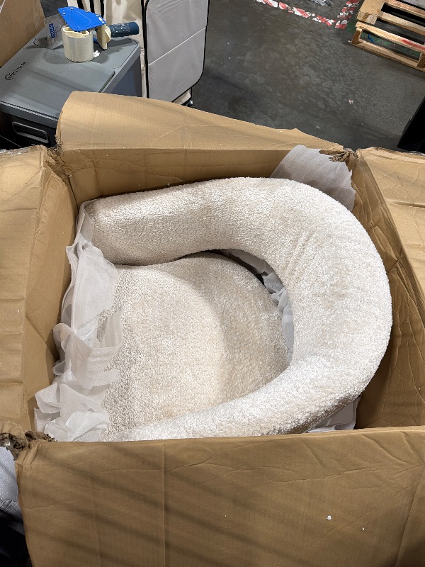 Photo 1 of *****REFERENCE PICTURE**** SAME CHAIR JUST DIFFERENT STYLE Upholstered Dining Chairs with Removable Casters Barrel Side Armchair with Rollers for Diningroom Bedroom Livingroom Reading Room, Ivory, 1PCS