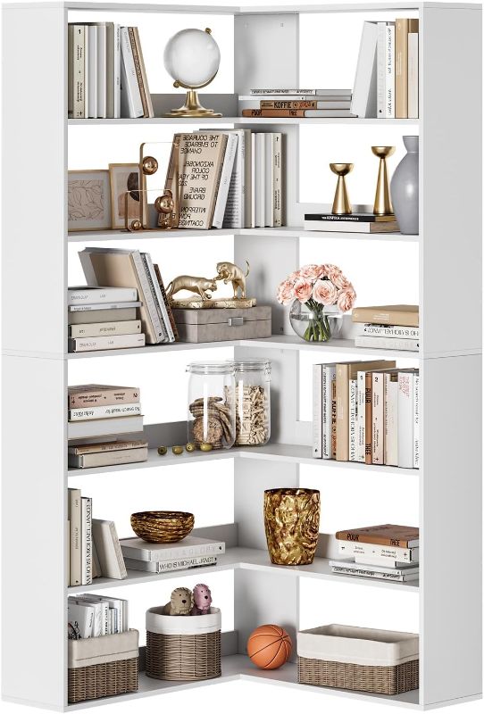 Photo 1 of 
Click to see full view







6-Tier Bookshelf Corner Bookcase, 71'' Tall L Shaped Bookshelf, Modern Corner Shelf, Wood Bookshelf Large Bookcase Etagere Storage Shelf Display Rack for Living Room Home Office
