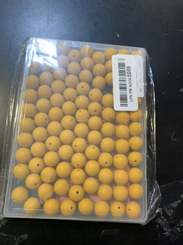 Photo 1 of 100Pcs 15mm Silicone Beads for Keychain Making Bulk for Pens and Round Silicone Focal Beads for Bracelet Making (Mustard Yellow)