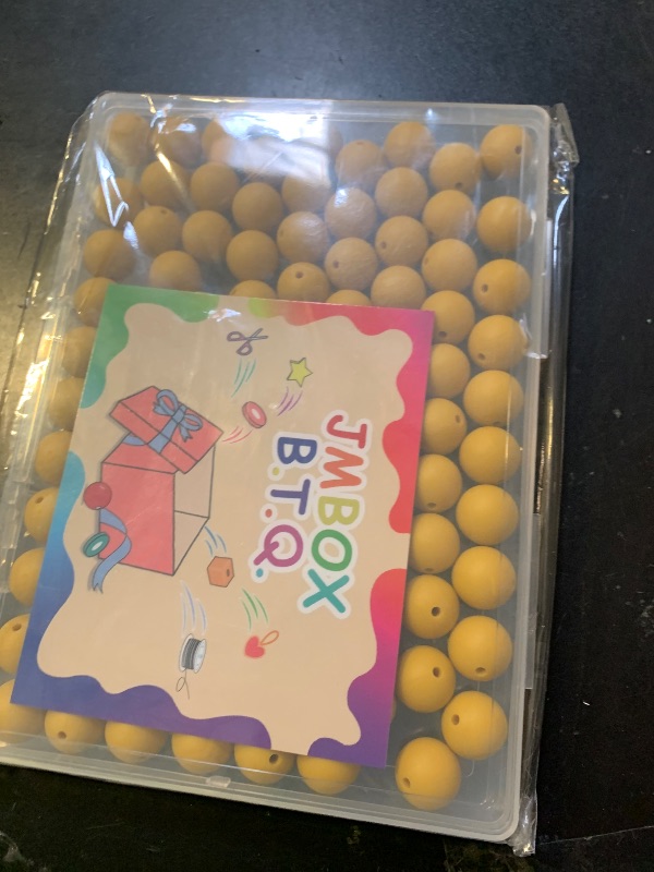 Photo 1 of 100Pcs 15mm Silicone Beads for Keychain Making Bulk for Pens and Round Silicone Focal Beads for Bracelet Making (Mustard Yellow)