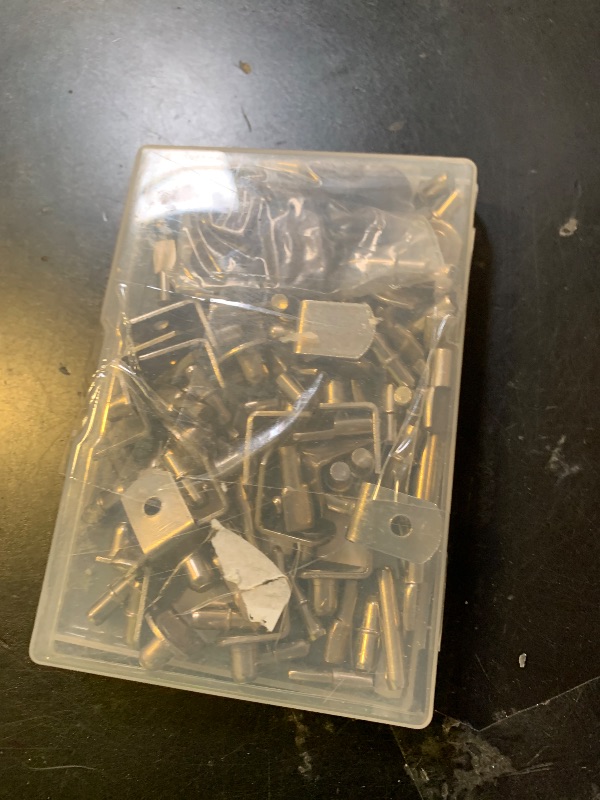 Photo 1 of 102Pcs Shelf Pins Pegs Kit,6 Styles Nickel Plated Shelf Support Pegs,Bookshelf Pegs for Shelves,L-Shaped Clips with Rubber Sleeve,Shelf Pins Holders for Furniture Glass Corner & Closet(5mm & 1/4inch)