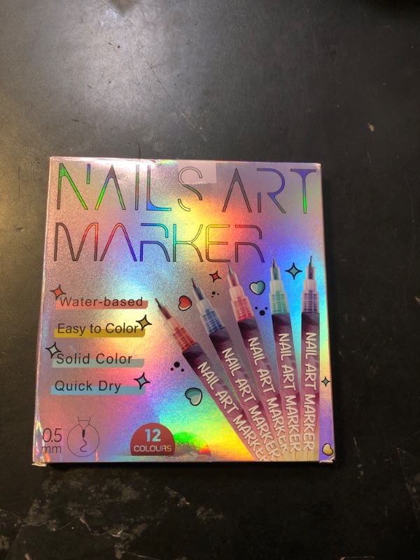 Photo 1 of 12 Color Acrylic paint pen Set, Kalolary Nail Polish Pens Nail Point Graffiti Dotting Pen Drawing Painting Liner Brush for DIY Nail Art Beauty Adorn Manicure Tools