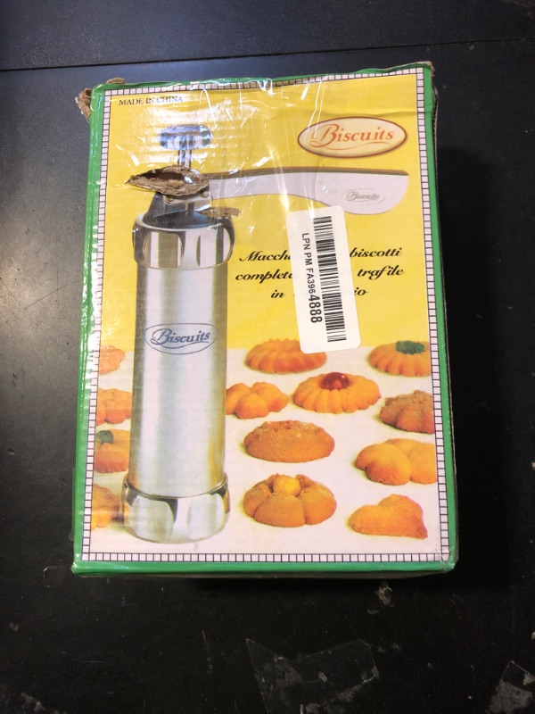 Photo 1 of Stainless Steel Cookies Press Gun Manual Churro Maker Machine Churro Maker Kit with 20 Cookie Discs and 4 Piping Tips for DIY cake Makers Decorating Baking Supplies(Silver,Size:16.5x5cm/6.5x1.97inch)