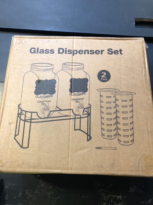 Photo 1 of 1 Gallon Glass Drink Dispensers For Parties?Lemonade Beverage Dispenser With Stand And Spigot For BBQ, Picnic, Party,Laundry Detergent Dispenser