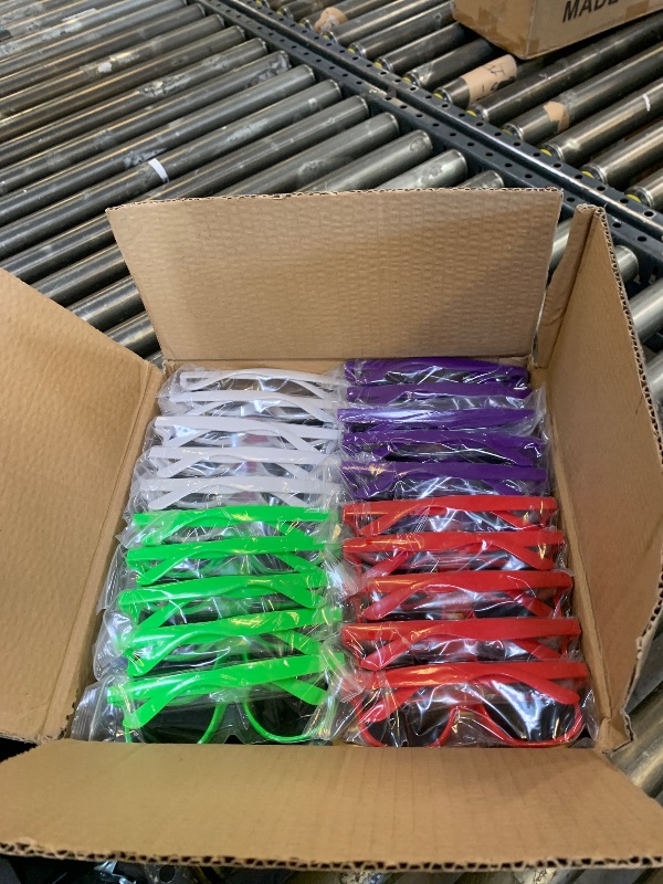 Photo 1 of 100 Pack 20 Color Neon Sunglasses Party Favors Bulk,80’s Retro Style Perfect Colorful Novelty Sun glasses Set for Birthday Party Supplies,Beach,Pool Party Favors,Goody Bag Favors for Kids Adults