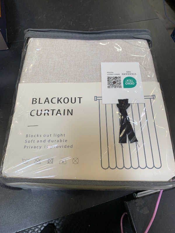 Photo 1 of 100% Blackout Shield Linen Blackout Curtains for Bedroom 96 Inches Long, Back Tab/Rod Pocket Living Room Drapes, Thermal Insulated Blackout Curtains 2 Panels Set, 50" W x 96" L,Cream