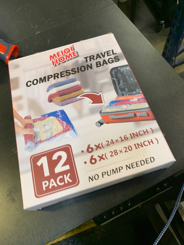 Photo 1 of 12 Pack Compression Bags for Travel | Vacuum Seal Storage Bags for Luggage & Dirty Clothes | Travel Packing Space Saver Bags for Suitcases & Home Organization | MEIQIHOME