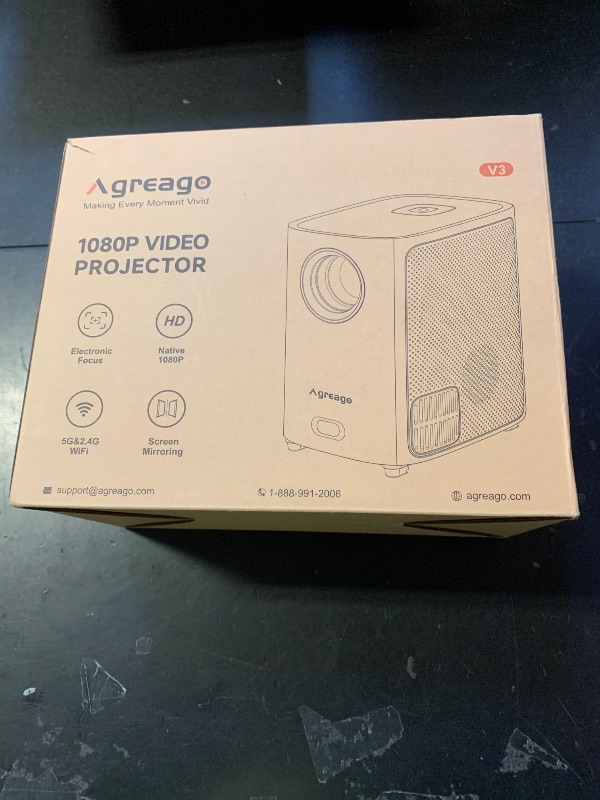 Photo 1 of [Electric Focus] Projector with WiFi and Bluetooth, Native 1080P 15,000 Lumens 4K Supported, Agreago Outdoor Movie Projector for Home Theater UP to 300", for iOS/Android/TV Stick/HDMI/USB