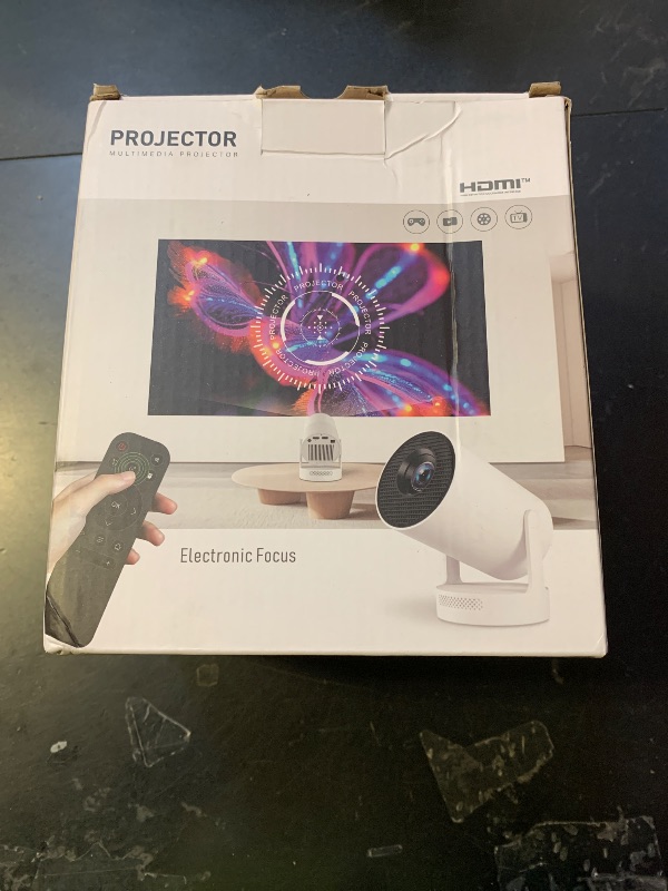Photo 1 of [Electric Focus]Mini Portable Projector with 4K Support, Bluetooth 5.4 WIFI6, 5watt Sound Base Speaker, 260 ANSI, Android 11, 210° Rotation , Auto Keystone Correction Video Projector HY300 PLUS