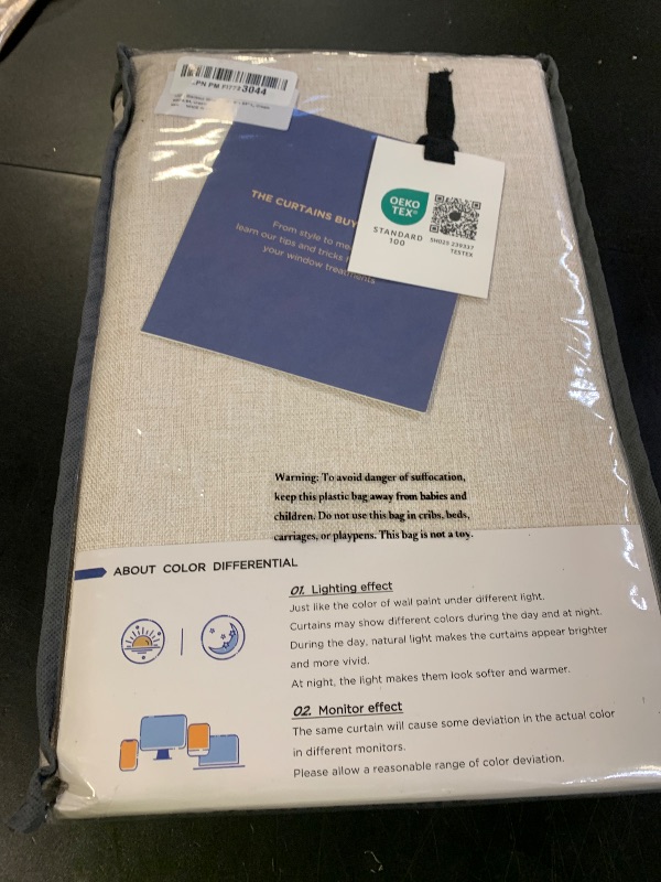 Photo 1 of 100% Blackout Shield Linen Blackout Curtains for Bedroom 84 Inches Long, Back Tab/Rod Pocket Living Room Drapes, Thermal Insulated Blackout Curtains 2 Panels Set, 50" W x 84" L, Cream