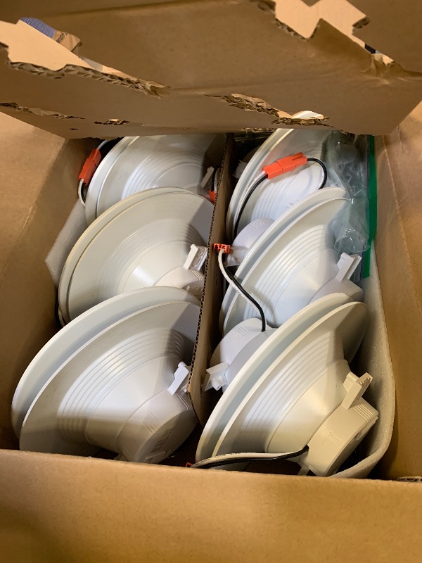 Photo 1 of 12 Pack 5/6 Inch 5CCT LED Recessed Lighting Retrofit, 2700K/3000K/4000K/5000K/6500K Selectable, Dimmable Can Lights with Baffle Trim, 12W=150W, High Brightness 1000LM, IC& Wet Rated, ETL&FCC Certified