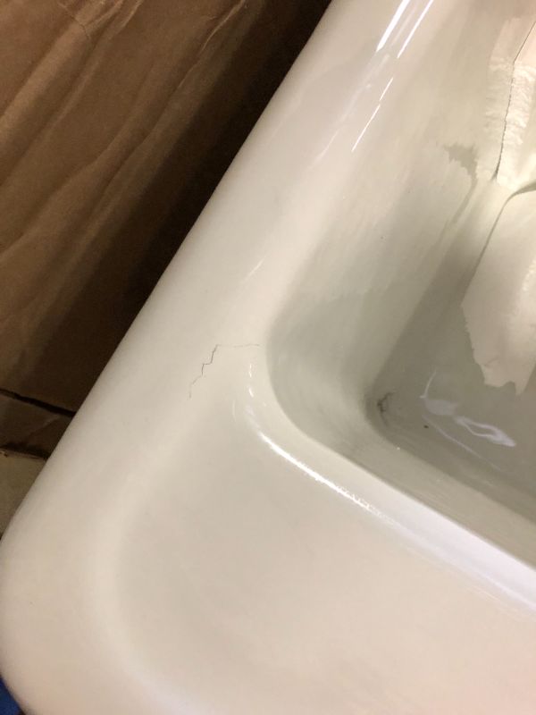 Photo 1 of *IMPERFECT* KOHLER 19022-1-0 Park Falls Top Mount or Undermount Single-Bowl Utility Sink, 21" Cast Iron Dual-Mount Utility Sink, White