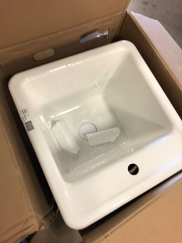 Photo 1 of *IMPERFECT* KOHLER 19022-1-0 Park Falls Top Mount or Undermount Single-Bowl Utility Sink, 21" Cast Iron Dual-Mount Utility Sink, White