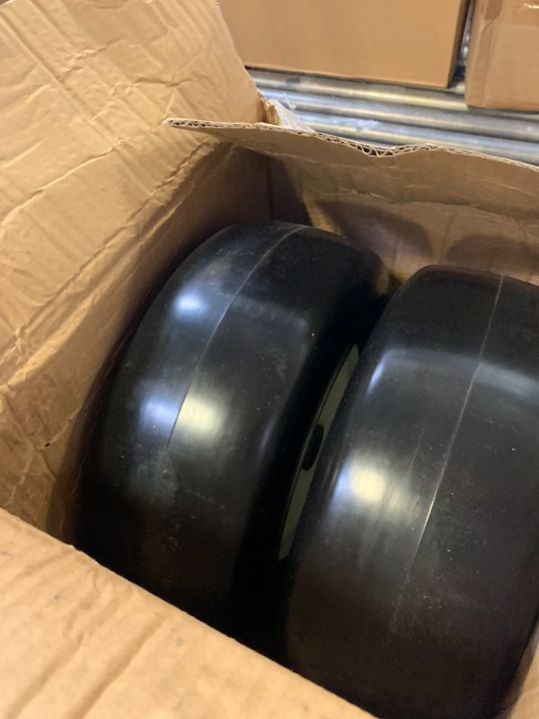 Photo 1 of 13x5.00-6 ILONPA 2PCS Flat Free Smooth Tire w/Steel Wheel Fits Deck 36"-46" Residential Riding Lawn Mower & Garden Tractor- Hub 3.25"-5.9" (Adjustable via Spacers), Bore ID 3/4" 135006