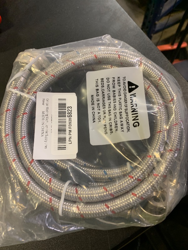 Photo 1 of ?UPGRADE?4FT Washing Machine Hoses with 90 Degree Elbow Premium Stainless Steel Burst Proof (cost-effective 2 pack) Red and Blue Striped Water Connection Inlet Supply Lines by CeniparLPNPMFD9286823