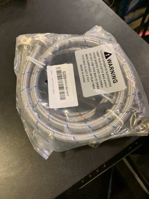 Photo 1 of ?UPGRADE?4FT Washing Machine Hoses with 90 Degree Elbow Premium Stainless Steel Burst Proof (cost-effective 2 pack) Red and Blue Striped Water Connection Inlet Supply Lines by Cenipar