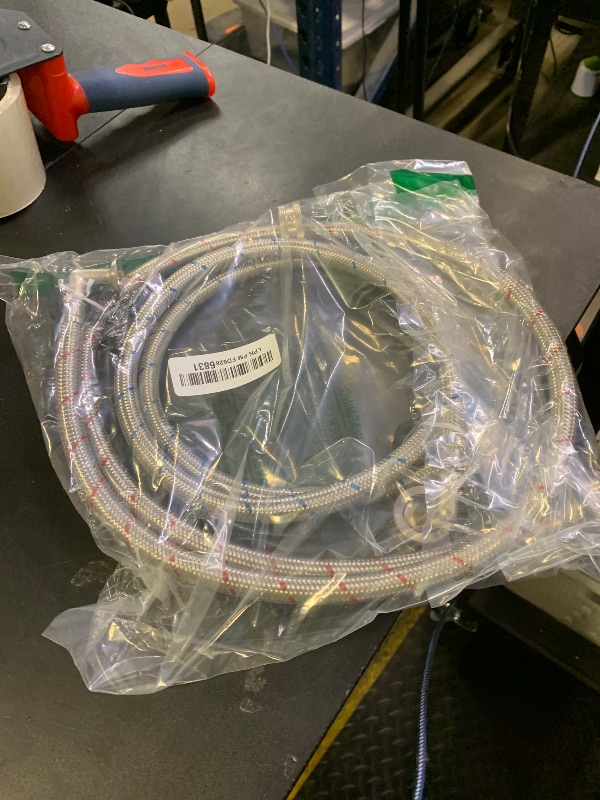 Photo 1 of ?UPGRADE?4FT Washing Machine Hoses with 90 Degree Elbow Premium Stainless Steel Burst Proof (cost-effective 2 pack) Red and Blue Striped Water Connection Inlet Supply Lines by Cenipar