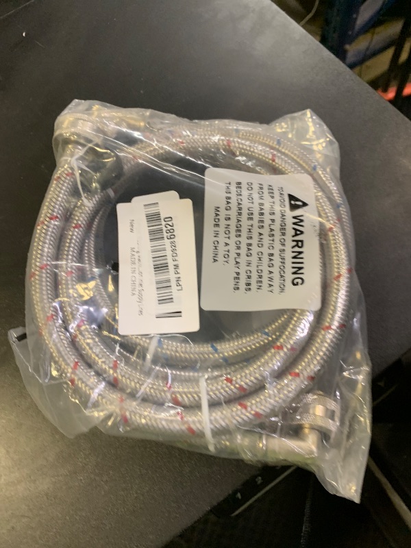 Photo 1 of ?UPGRADE?4FT Washing Machine Hoses with 90 Degree Elbow Premium Stainless Steel Burst Proof (cost-effective 2 pack) Red and Blue Striped Water Connection Inlet Supply Lines by Cenipar