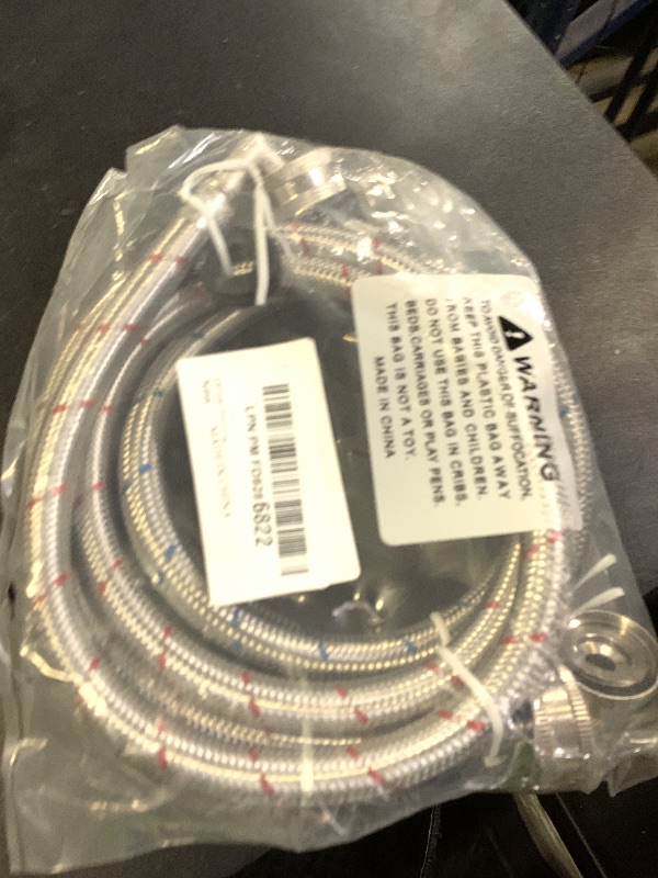 Photo 1 of ?UPGRADE?4FT Washing Machine Hoses with 90 Degree Elbow Premium Stainless Steel Burst Proof (cost-effective 2 pack) Red and Blue Striped Water Connection Inlet Supply Lines by Cenipar