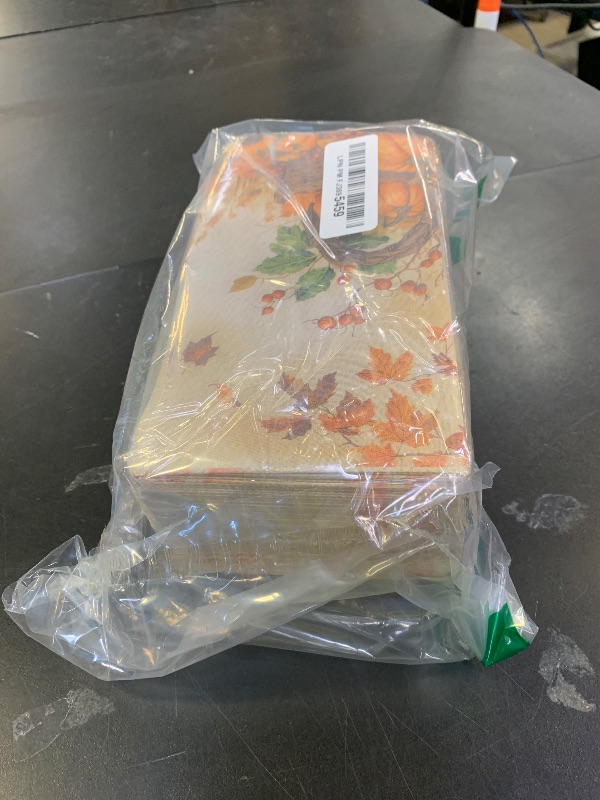 Photo 1 of 100PCS Thanksgiving Guest Napkins | Lunch Dinner Kitchen Bathroom, Fall Paper Napkins for Decoupage Thanksgiving Day Pumpkin Themed Decorations